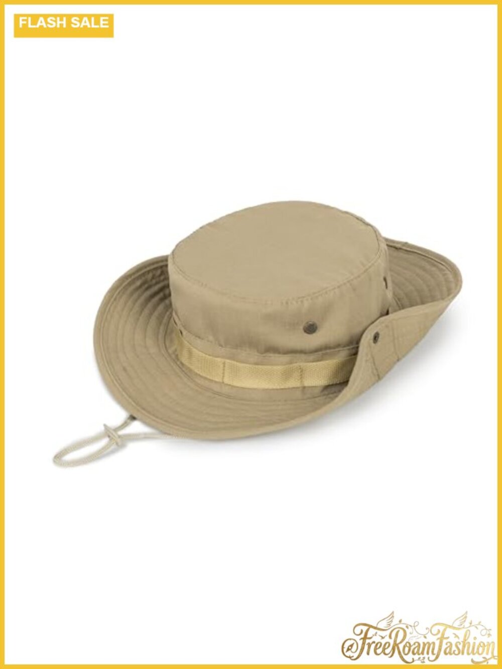 Cotton Polyester Fishing Bucket Hat Sun UV Protection Wind Chin Strap